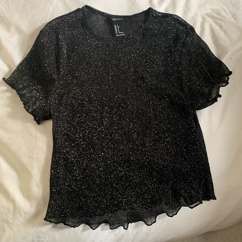 Sheer sparkly black shirt